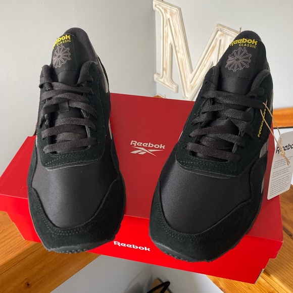 Reebok Other - Reebok Classic Black Sneakers with Yellow Highlights